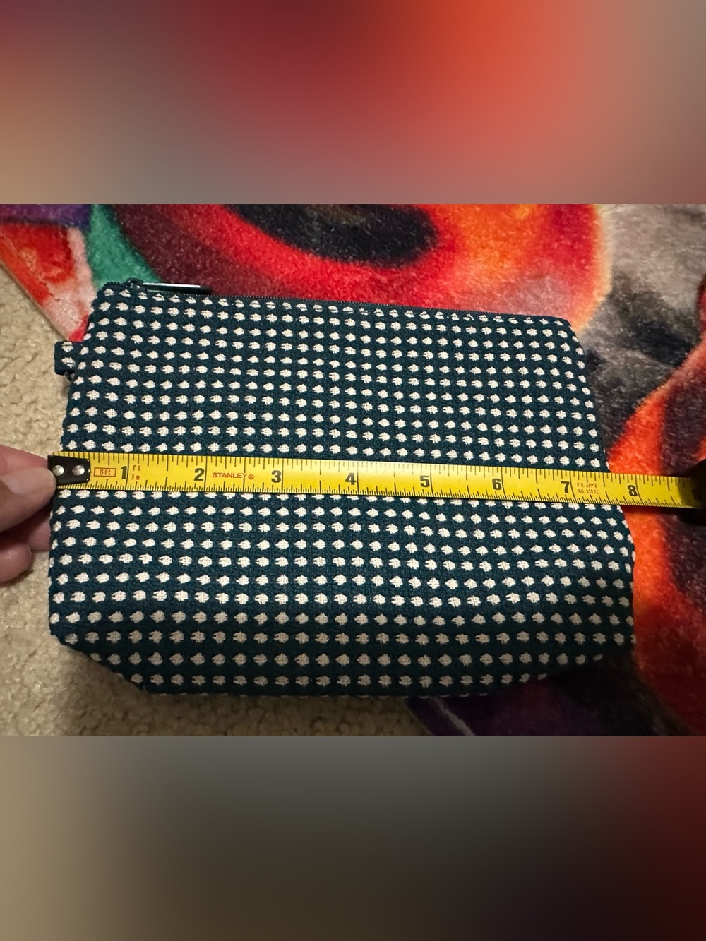 thirty-one teal mini zipper pouch with white dots - Picture 4 of 5